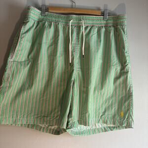 Polo Ralph Lauren Men’s Vintage Preppy, Sz1XB Green Striped swim Trunks